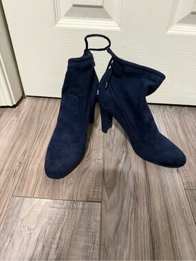 Unisa Navy Suede Stiletto Ankle Booties